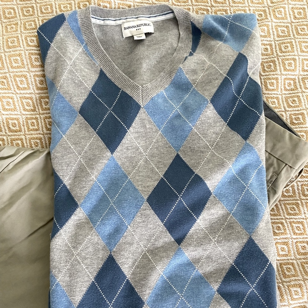 Banana Republic Argyle Sweater, Large